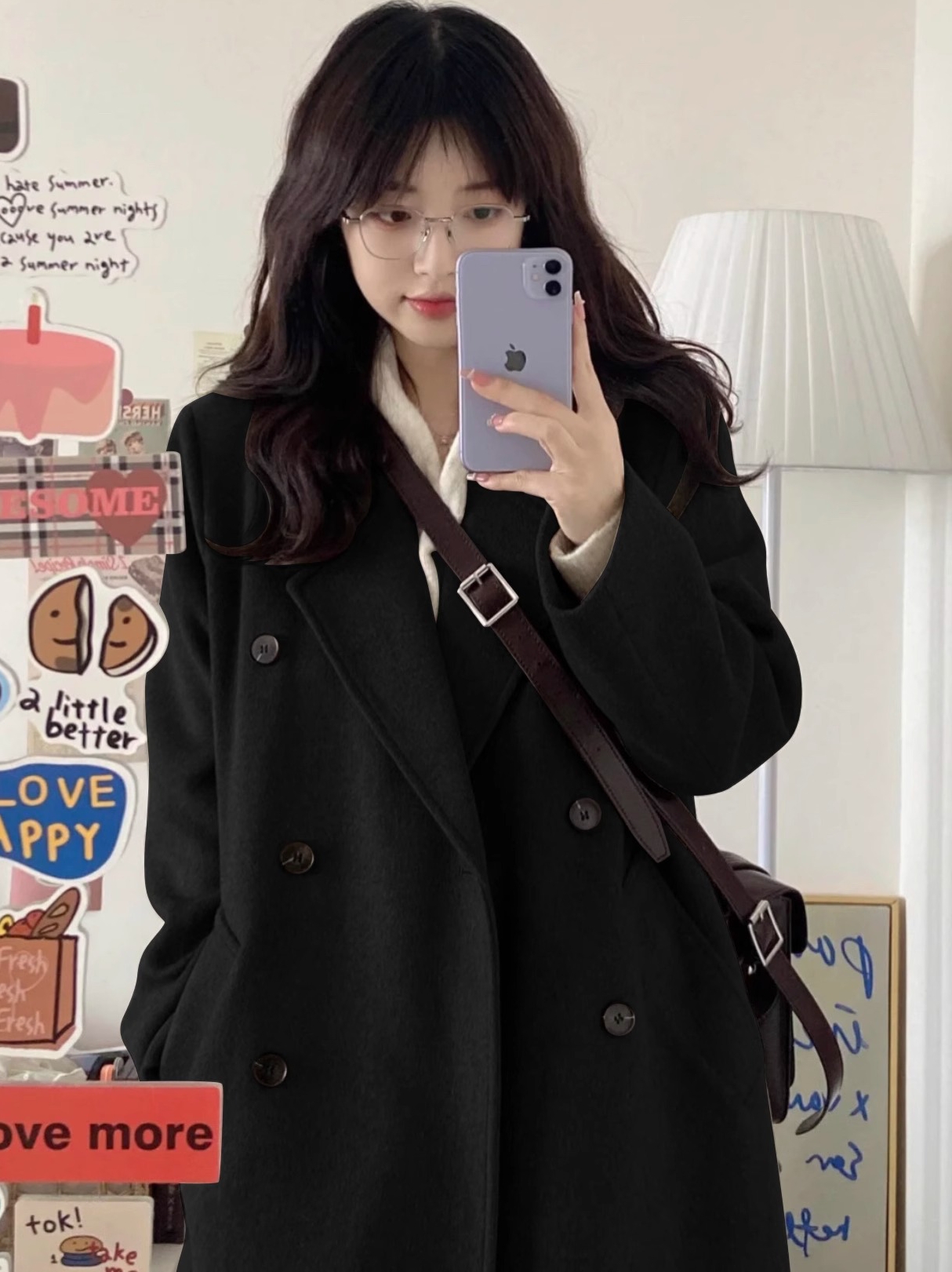 高个子女大码秋冬学生学院宽松呢子大衣加长版到脚踝超长款外套