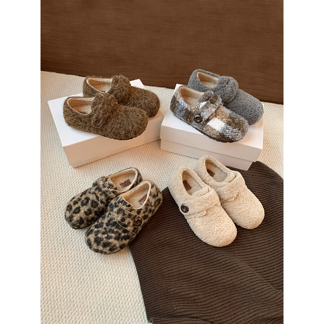 【sheii苏茵茵】小纽扣面包~保暖魔术贴毛毛鞋勃肯鞋女棉鞋E5422025