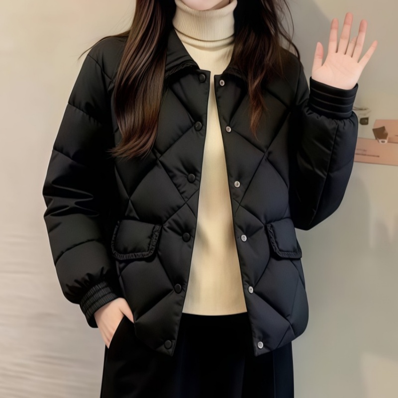 罗芬面料故事旗舰店冬季小香风夹棉外套搭针织衫搭配显瘦丝绒长裤