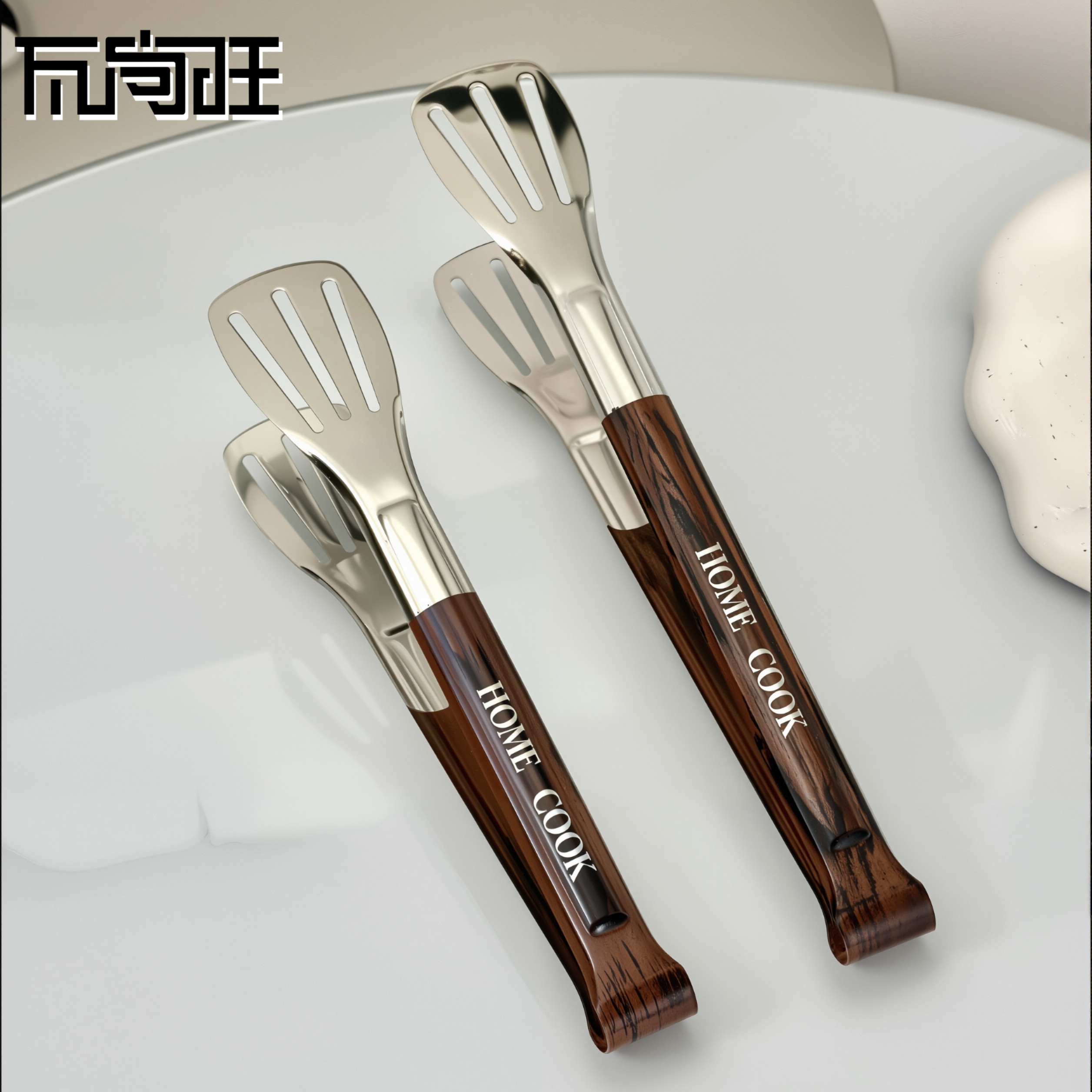 瓦尚旺不锈钢食品夹面包夹烧烤夹子牛排加厚三线夹烘焙摆摊用具