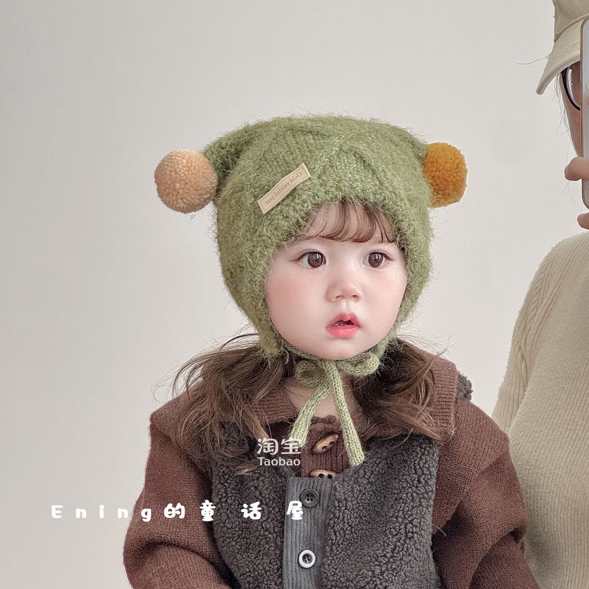 可爱卡通宝宝帽子秋冬季款男女孩儿童针织毛线帽外出保暖防风护耳