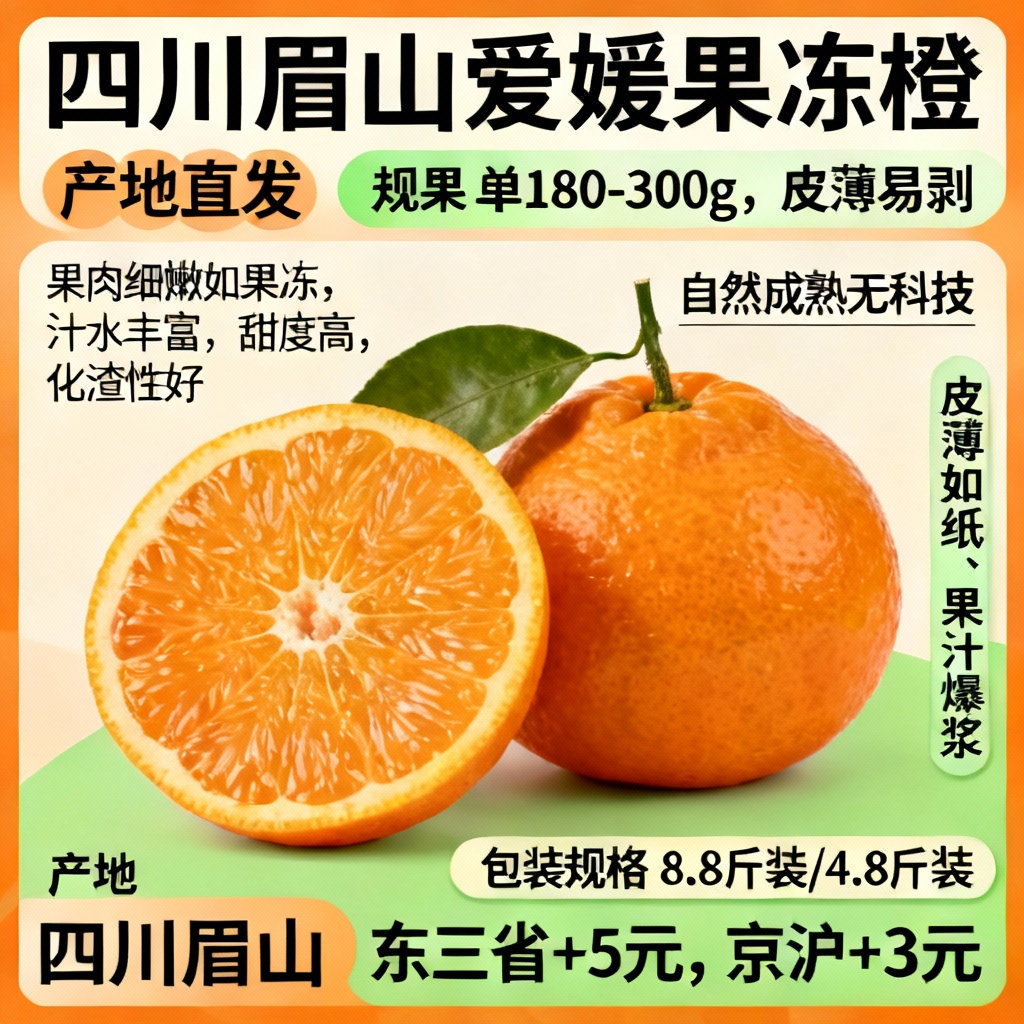 直发正宗四川橙子爱媛38号果冻鲜果现摘(店内有四川春见耙水果