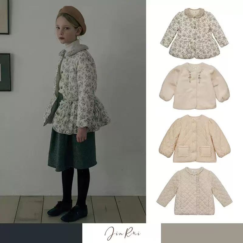 2025秋冬LOU女童欧美长袖裥棉加厚刺绣外出服棉保暖款