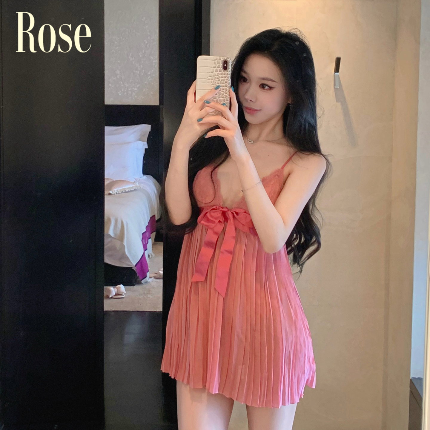 晚瑰·Rose 蜜色礼物 睡裙性感冰丝新款夏季睡衣女纯欲风蕾丝