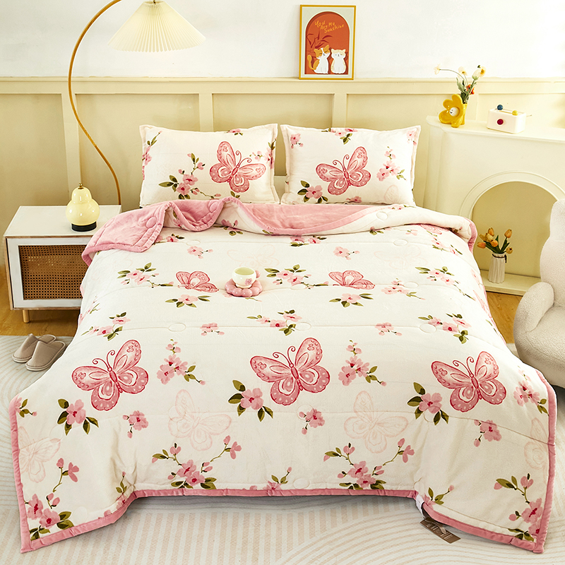 2025新款ins风牛奶绒被子抗静电学生宿舍家居加绒加厚双面绒秋冬