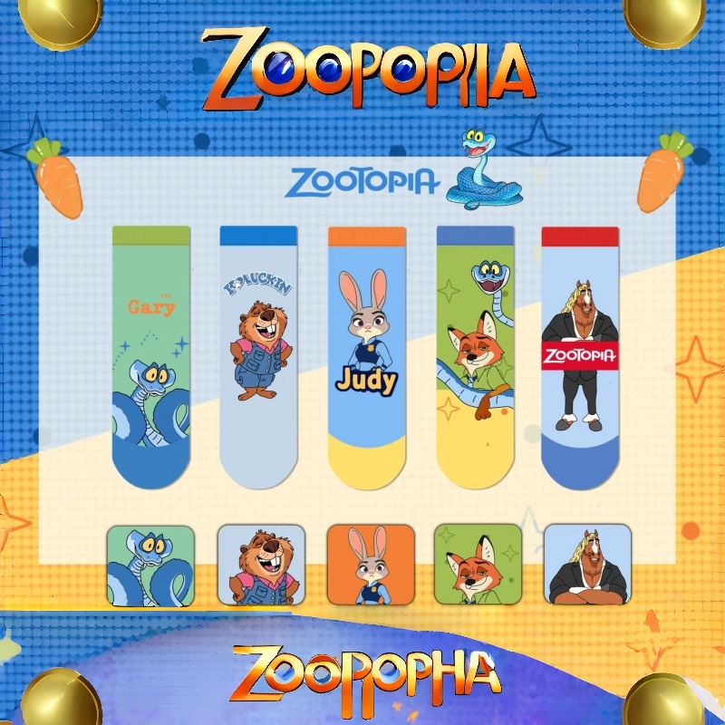 儿童袜子疯狂动物城男童棉袜中筒春秋款大童新颖吸湿排汗无骨时髦