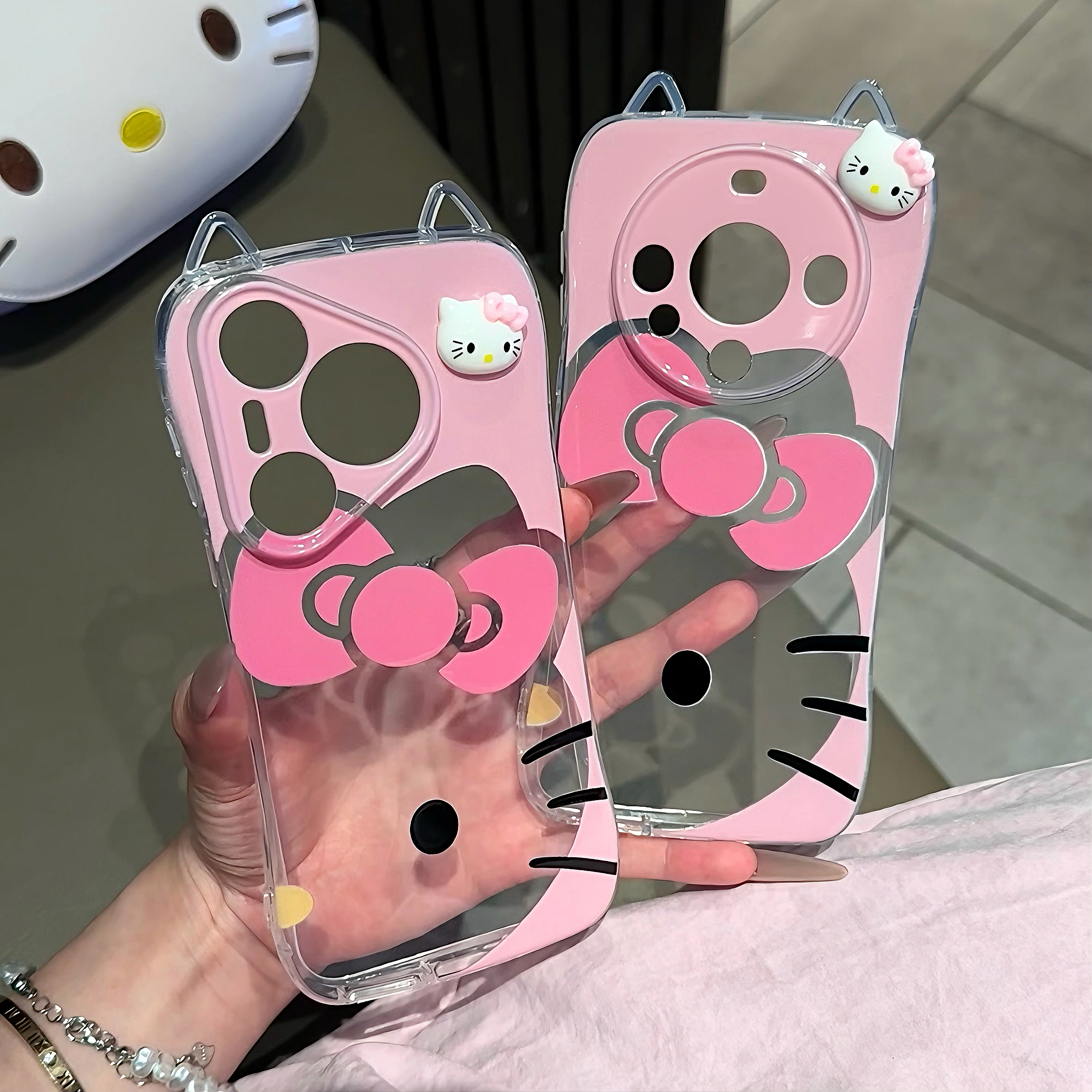 少女心可爱粉KT适用苹果17/16华为P70猫耳手机壳vivoppo小米15软