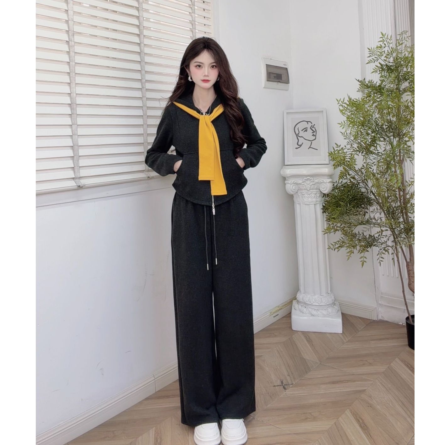 IEF/爱依服2025秋冬新款韩版简约休闲运动风通勤百搭显瘦上下套裤