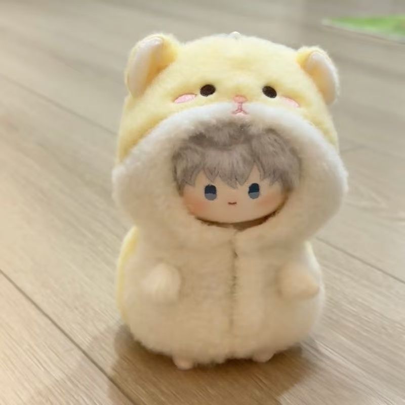 小仓鼠连体服娃衣自嘲熊努努海星体斗篷着替奶呼呼10cm棉花娃娃qt