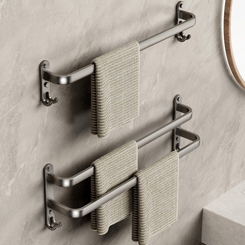 吉百居毛巾架简约浴室壁挂式卫生间置物架毛巾挂浴巾架免打孔