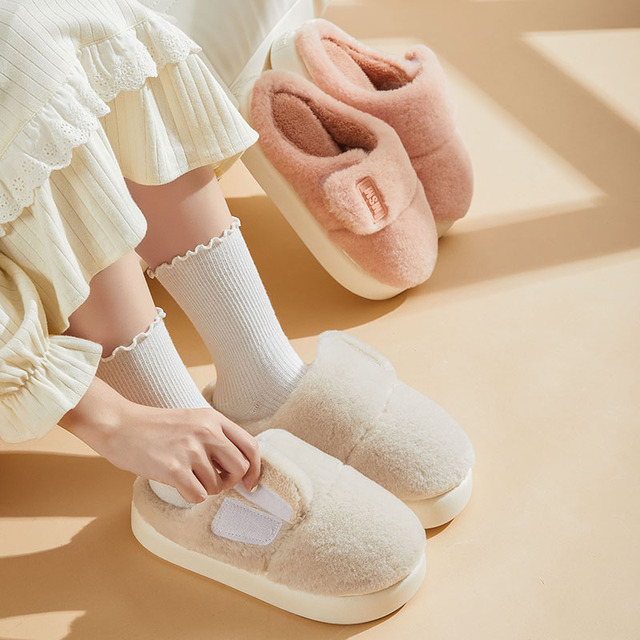 2025冬季新品色舒适魔术贴可调节情侣男女外穿保暖乳胶棉拖鞋