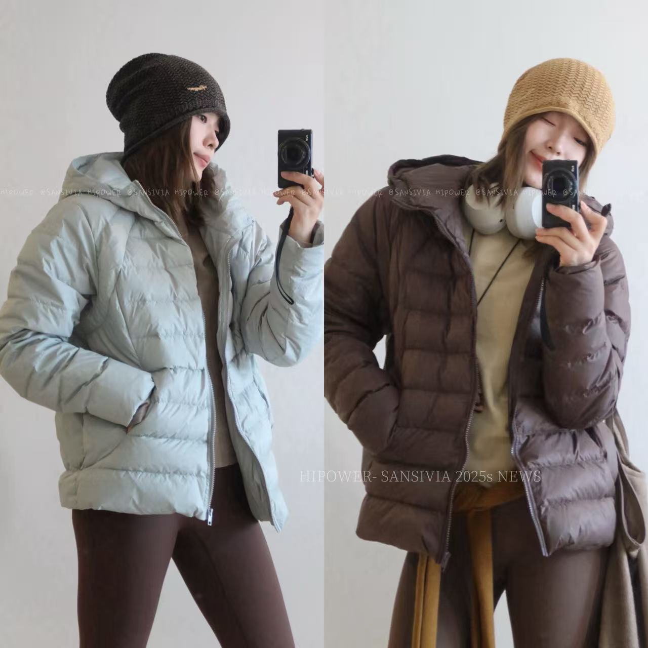 HIPOWER排骨连帽羽绒服轻薄保暖90绒宽松显瘦长袖外套女秋冬户外