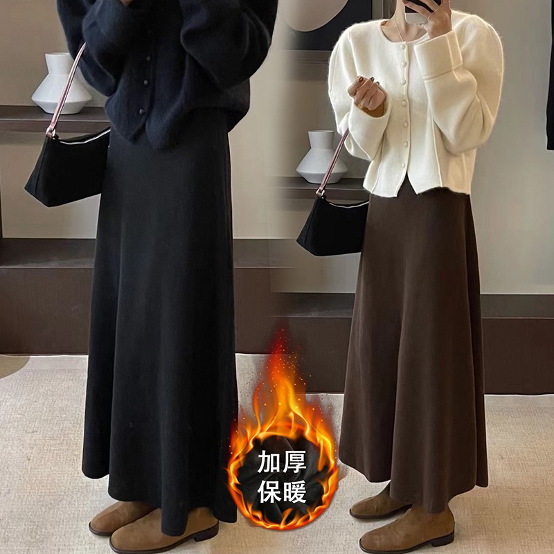 孕妇装无托腹半身裙新款秋季显瘦气质法式垂感A字长裙高腰伞裙子