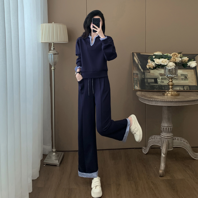 运动休闲套装女春秋小众新款洋气时尚减龄显瘦卫衣阔腿裤两件套潮
