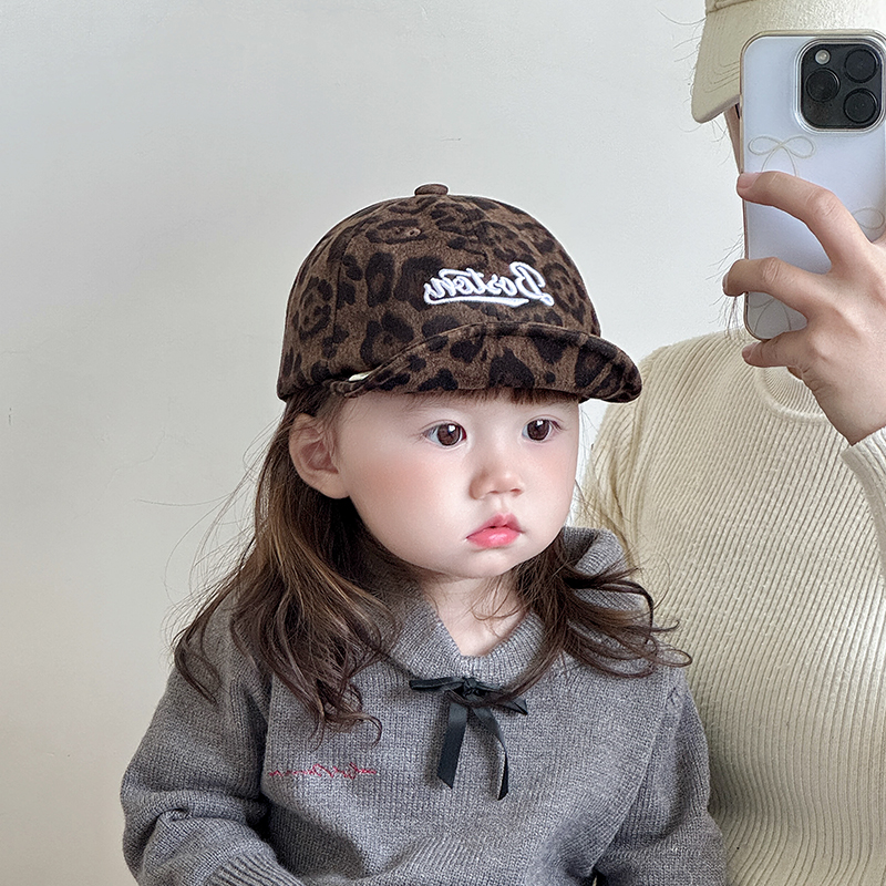 婴儿帽子春秋季可爱超萌男宝女宝棒球帽豹纹儿童婴幼儿鸭舌帽幼儿