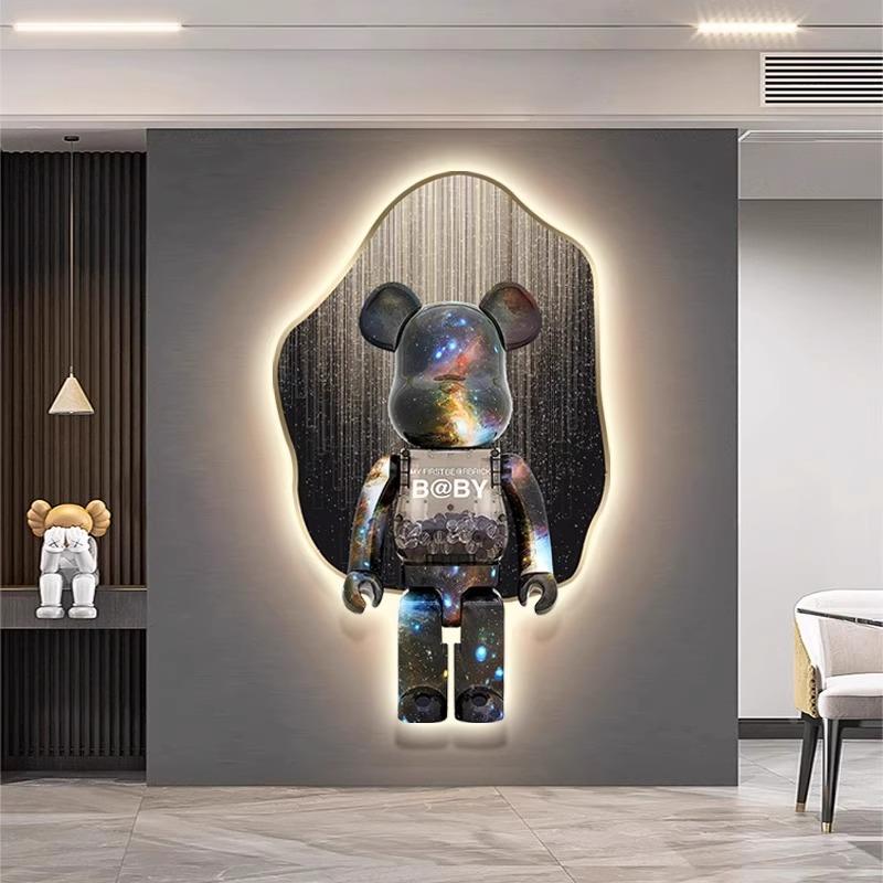 暴力熊玄关装饰画 画LED灯高级感客厅挂画 画ktv走廊挂件美发店背