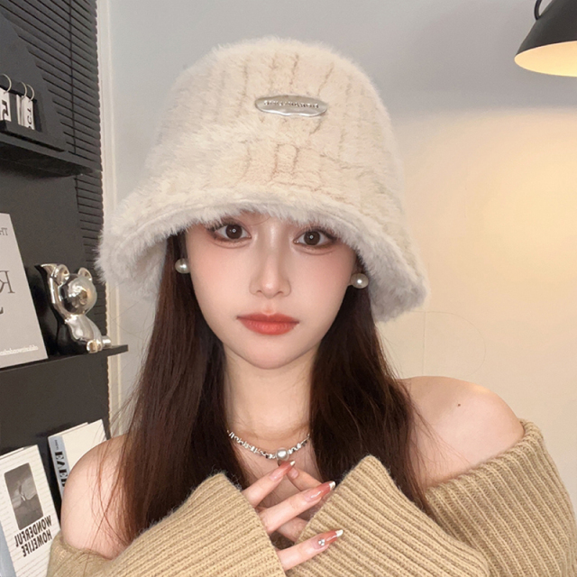 Dorain朵澜秋冬季渔夫帽女新款保暖加厚护耳毛绒帽子冬款百搭盆帽