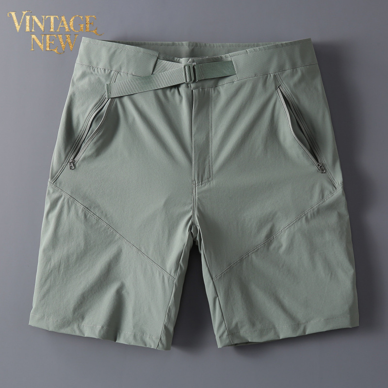 2025新款时尚速干痞帅短裤男士薄款外穿运动五分裤子冰丝透气拉链