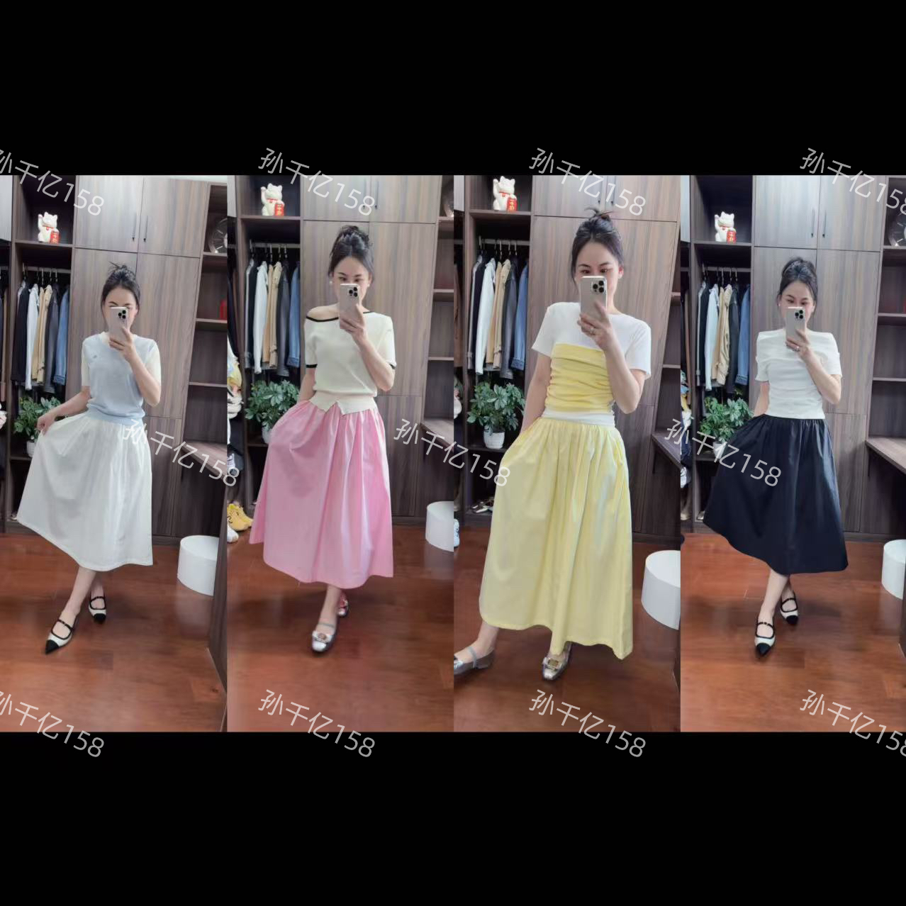 春夏秋季新款纯棉韩版A字裙高腰百搭休闲时尚收腰宽松长裙半身裙