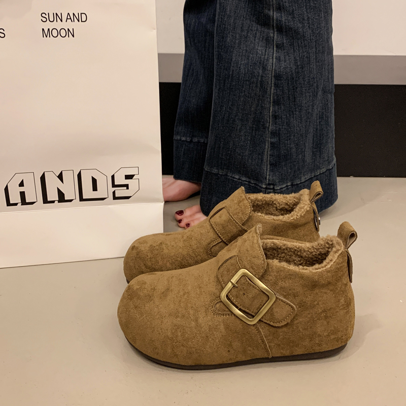 女款勃肯高帮鞋毛毛2025新款秋冬季加绒加厚博肯棉鞋子保暖雪地靴