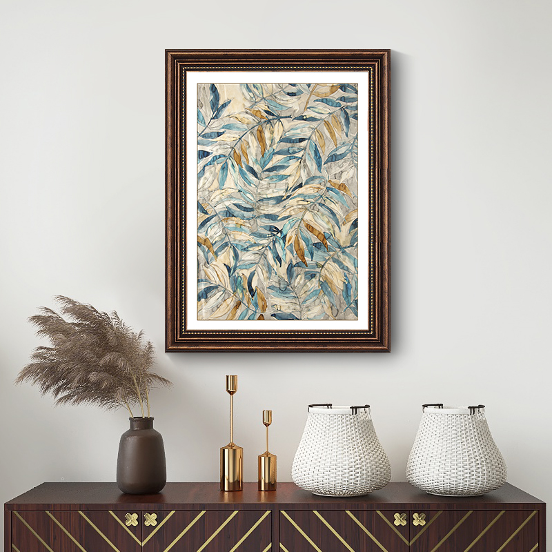《水墨枝叶》美式玄关装饰画入户壁画过道墙画客厅油画简美餐厅挂画