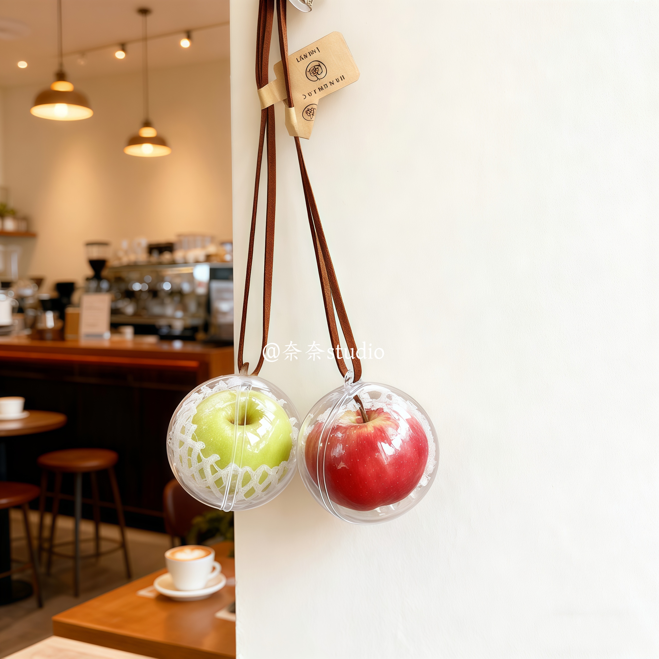 红苹果diy挂件仿真红苹果汽车装饰挂饰平安夜礼物情侣钥匙扣送礼