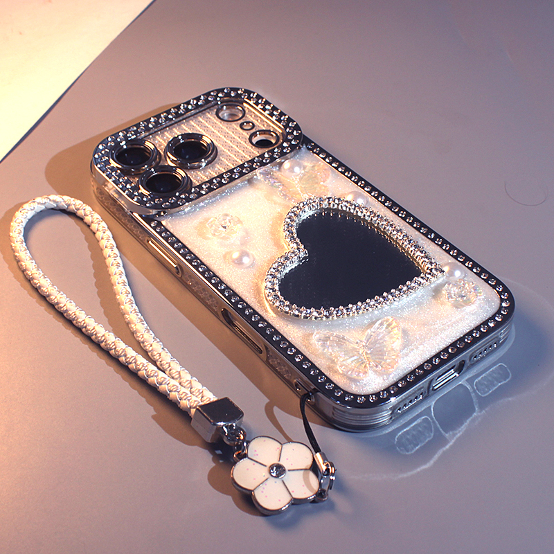 适用于苹果手机壳17pro新款iPhone16promax立体珍珠花朵爱心ins风