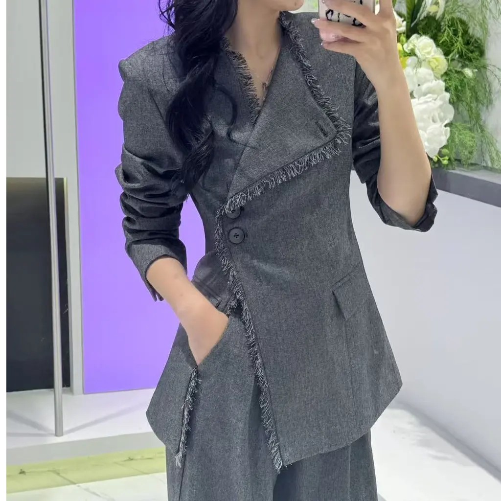 0901高级感秋季新款气质时尚显瘦洋气西服套装女上衣阔腿裤两件套