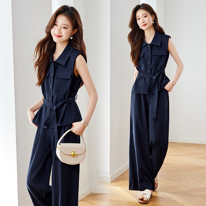 大方得体穿搭一整套套装女2025夏季新款休闲气质衬衫阔腿裤两件套