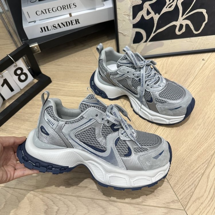 老爹鞋女2025秋季欧货系带厚底复古松糕底休闲潮ins透气