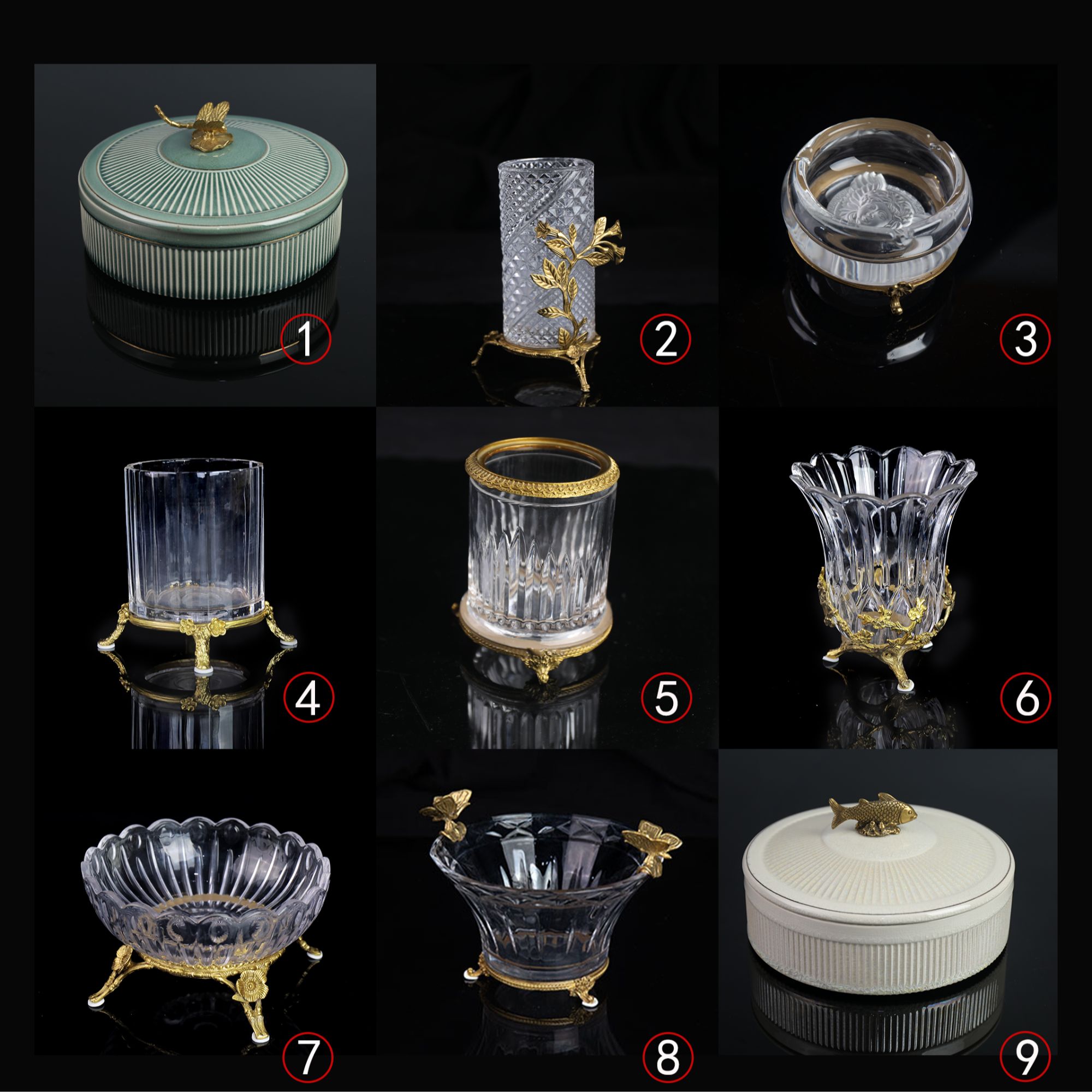 【華禧堂】高档欧式陶瓷摆件/铜配瓷牙签盒/客厅玄关桌面摆台