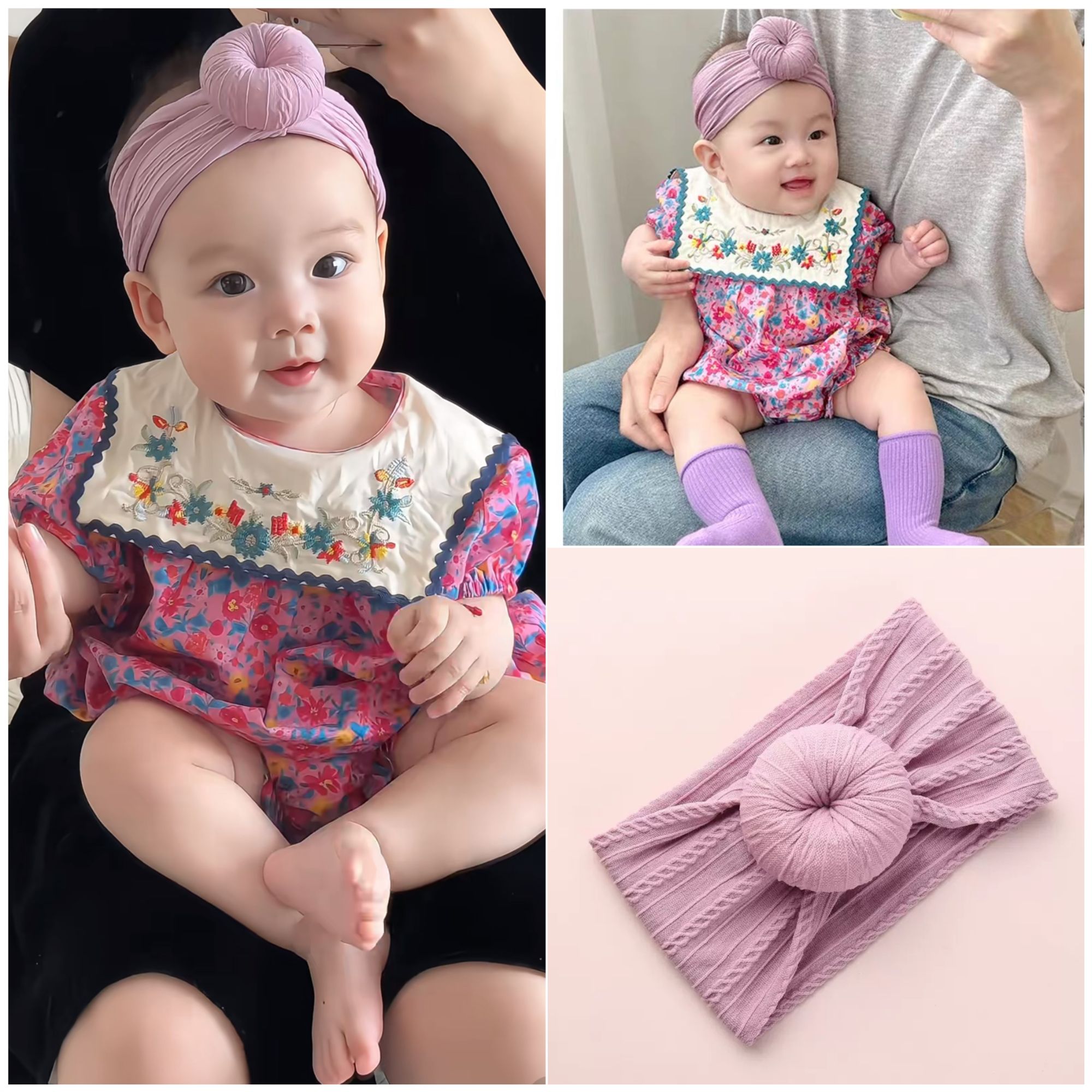 婴儿拍照欧美风宝宝宽边蝴蝶结发带甜甜圈尼龙头带儿童发饰新生儿