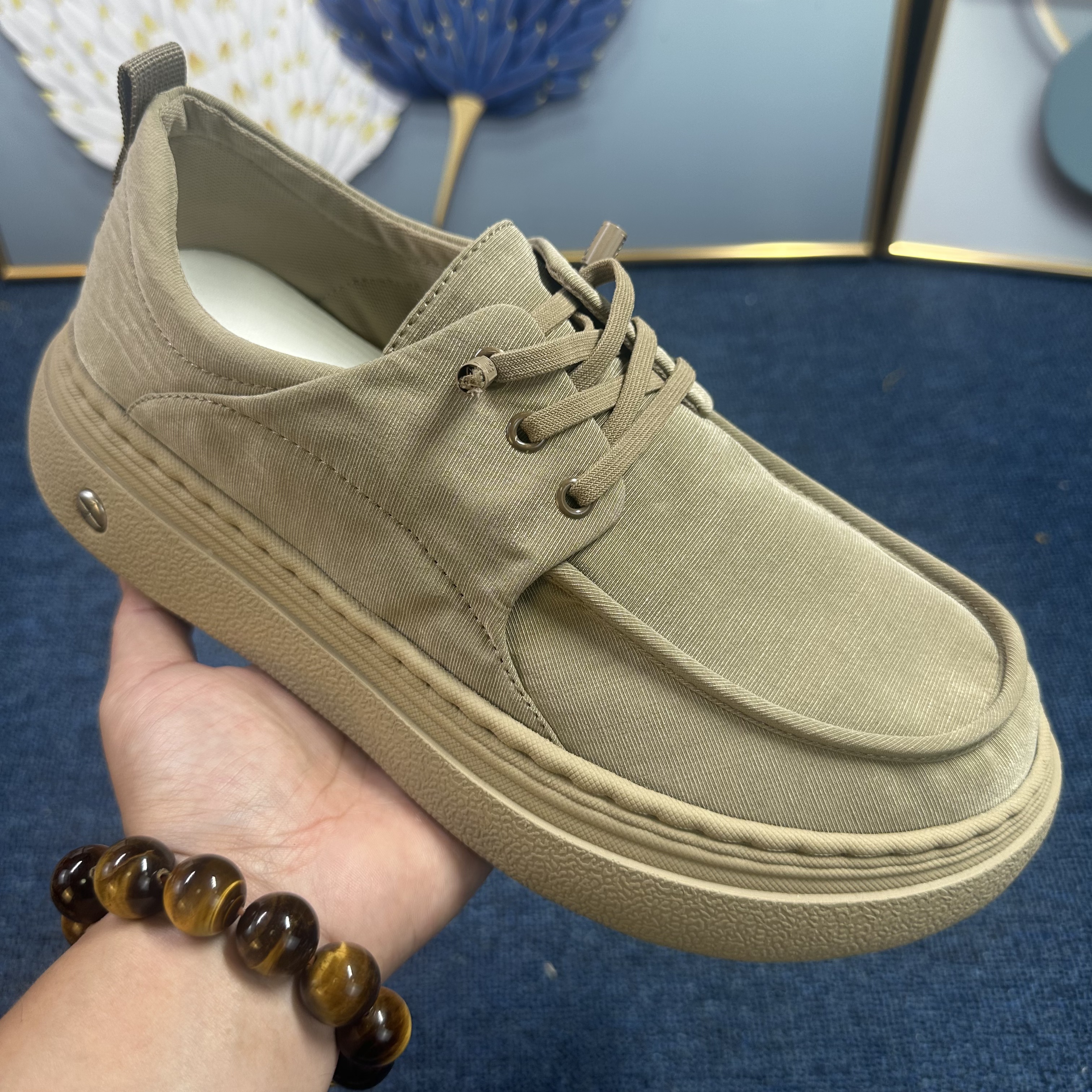 广州秋季布鞋男款休闲男鞋轻便低帮乐福鞋男软底透气厚底帆布单鞋