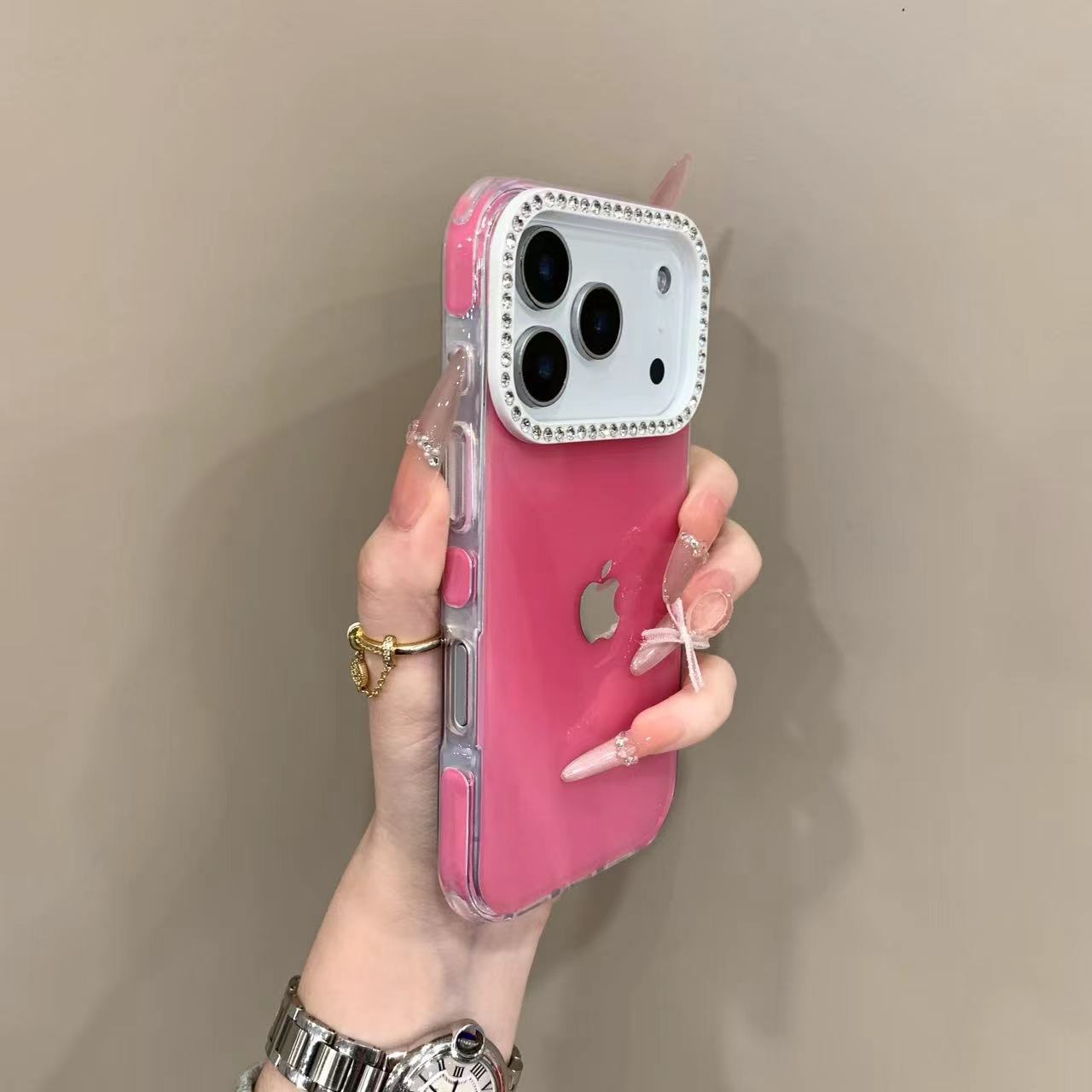 高颜值圆边炫彩适用苹果17promax手机壳iPhone16闪钻15时尚14糖果