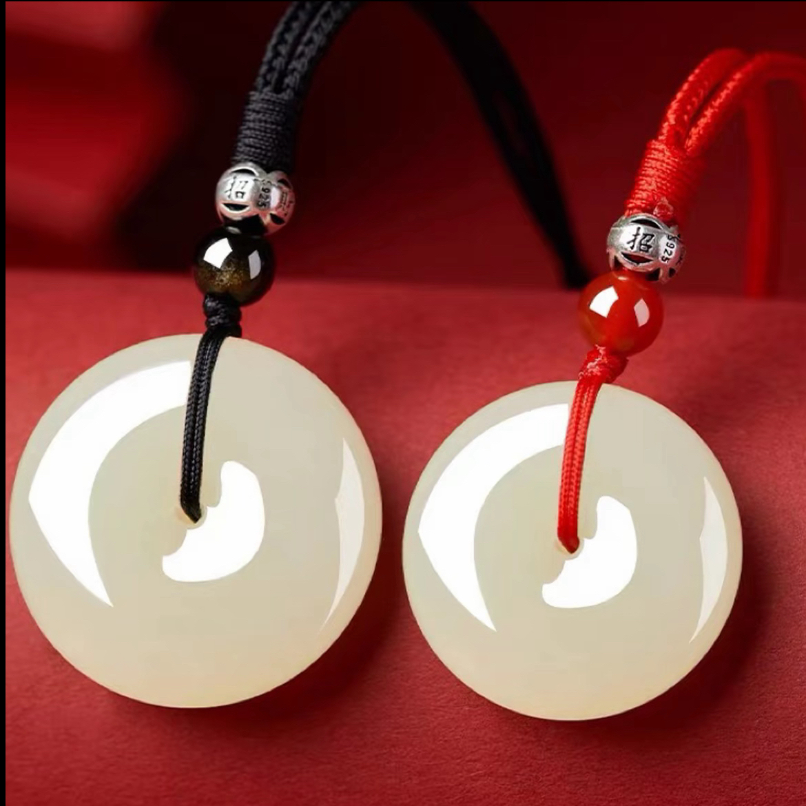 和田玉平安扣吊坠男女纯天然新疆青白玉平安环面包扣玉石坠子挂件