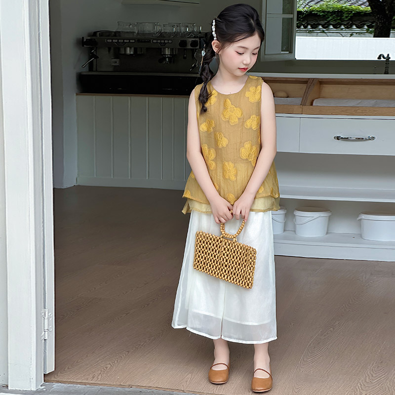 女童新中式套装夏季2025新款儿童国风汉服女孩无袖背心裤子两件套