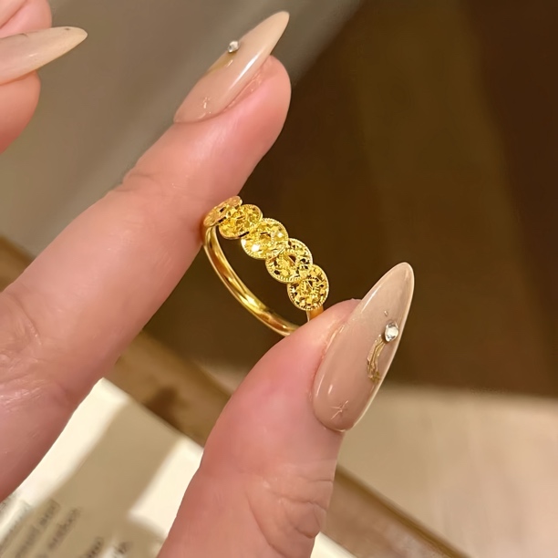 钛钢戒指 五帝钱戒指女生礼物轻奢潮流时尚百搭铜钱气质食指环潮