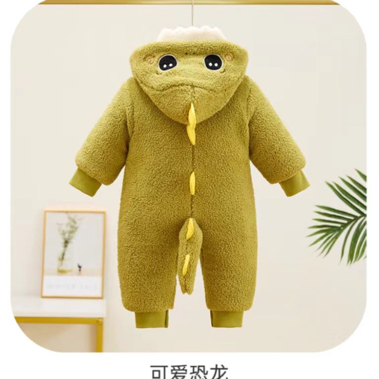 宝宝保暖连体衣加厚冬季加绒哈衣男女幼儿暖绒外出服幼崽衣服秋冬