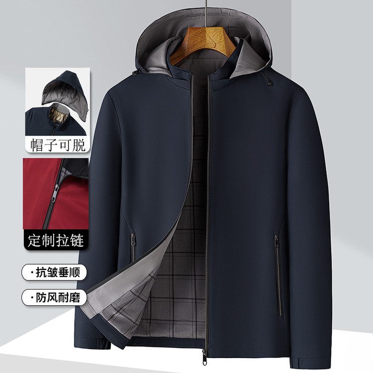 2025冬季新款加厚中年男士加棉纯色夹克外套商务休闲中老年爸爸装