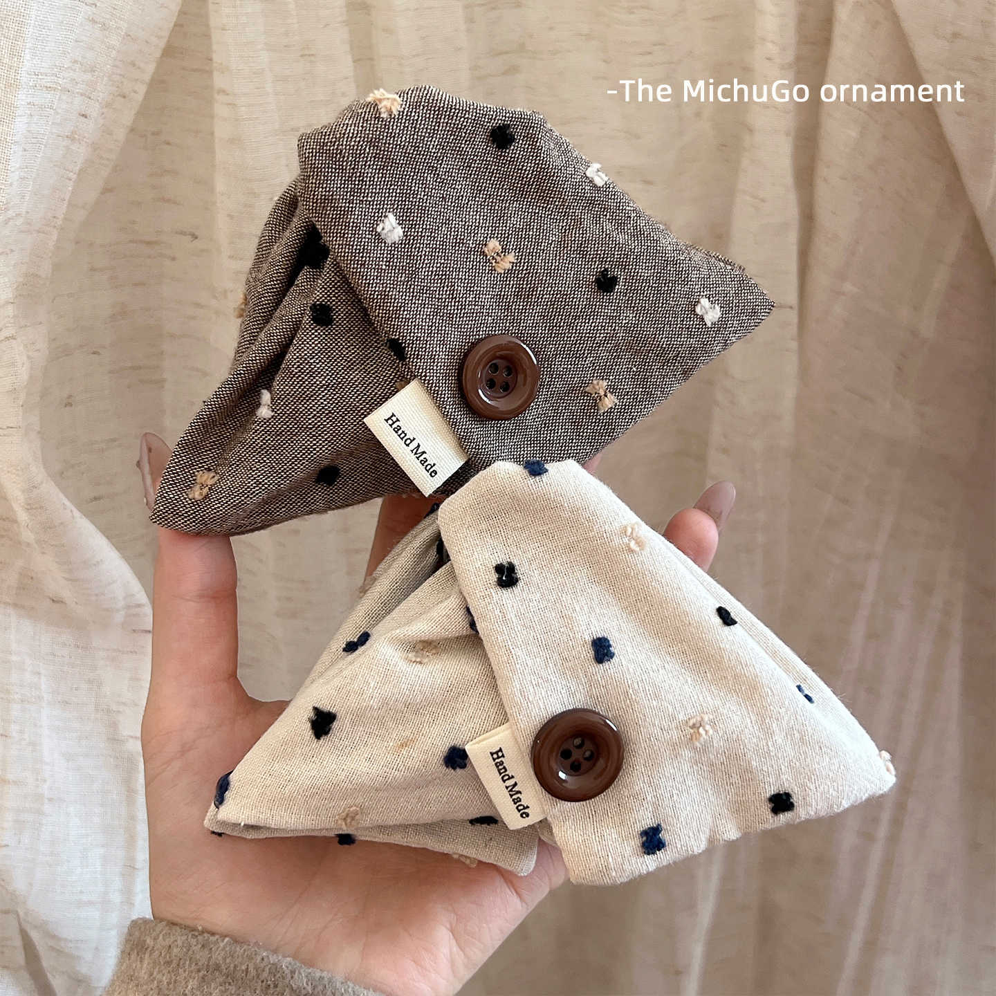 韩系布艺纽扣三角发夹女后脑勺盘发抓夹网红新款鲨鱼夹子发卡发饰