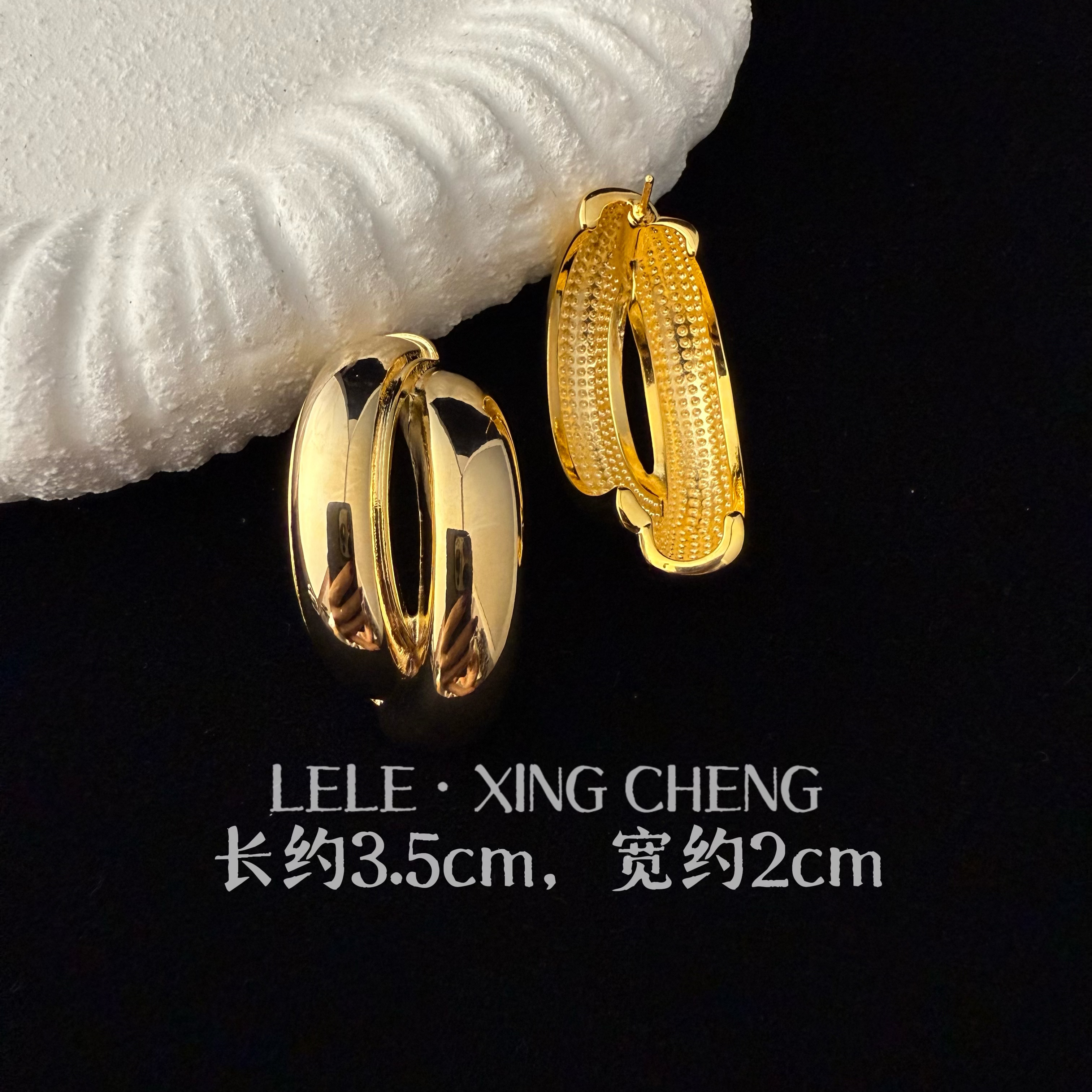 铜合金耳饰 简约个性双桥耳钉