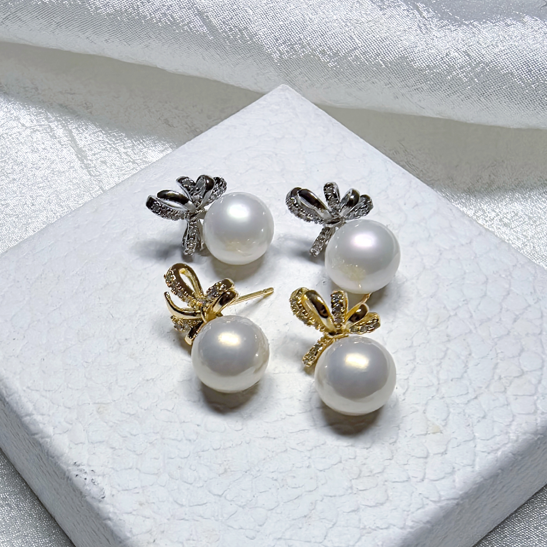 合金仿珍珠耳饰 耳饰灵动丝带设计精致甜美春夏款