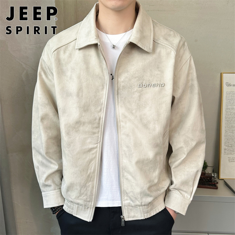 Jeep吉普男士夹克2025春季新款潮流韩版休闲宽松百搭刺绣翻领外套
