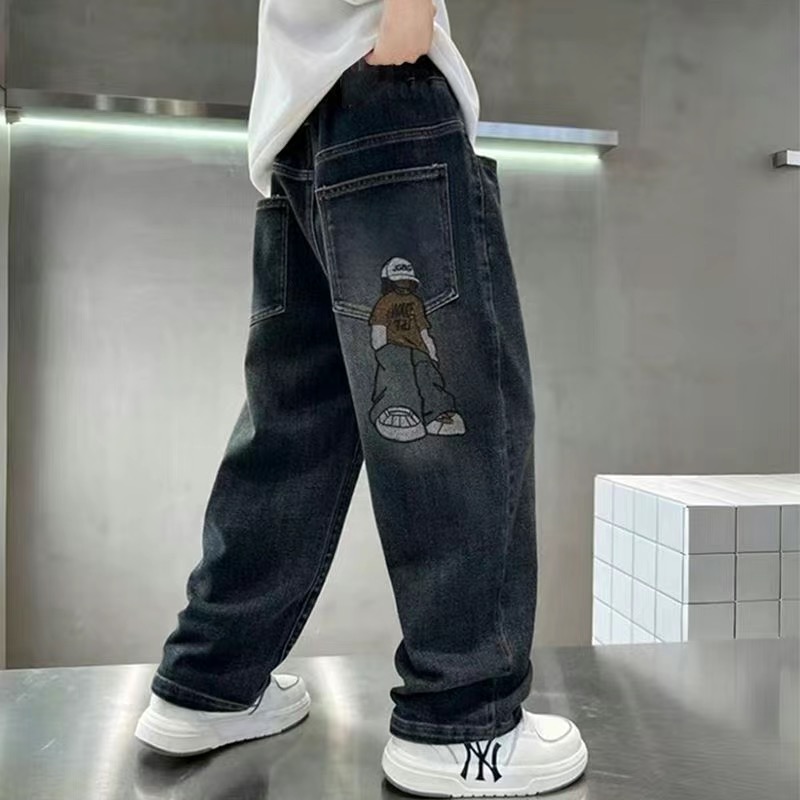 男童裤子儿童秋装牛仔裤2025春秋新款中大童休闲宽松直筒洋气长裤