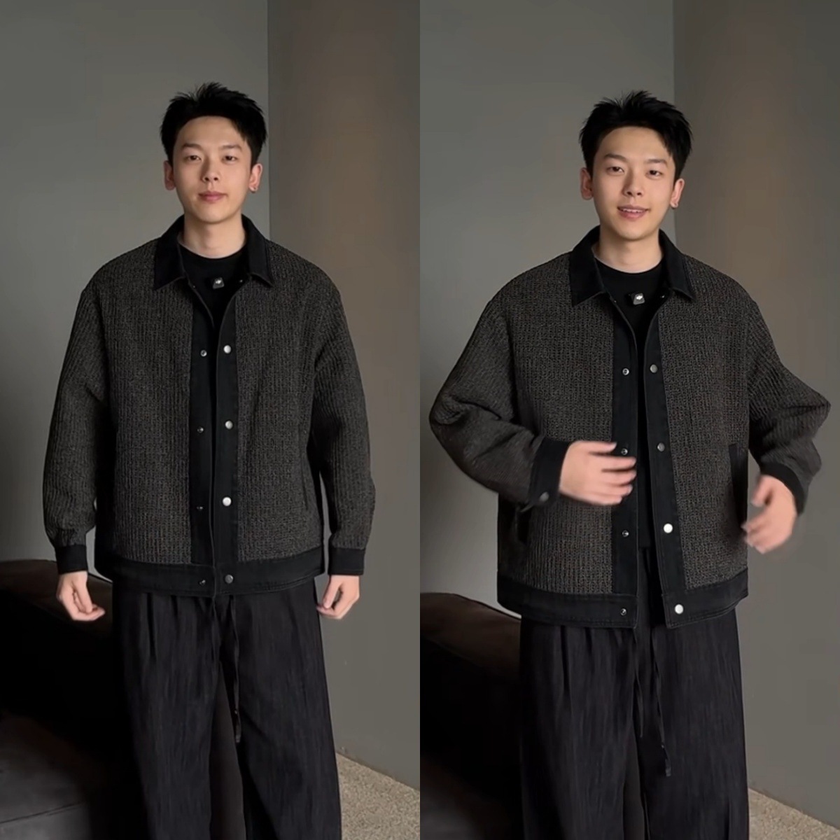 复古宽松型休闲外套韩版拼接秋冬绗缝夹克上冬季加绒加厚棒球夹克