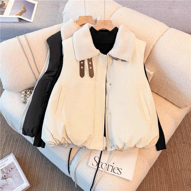 韩系棉服马甲外套2025秋冬季新款外穿宽松百搭坎肩棉衣背心马夹