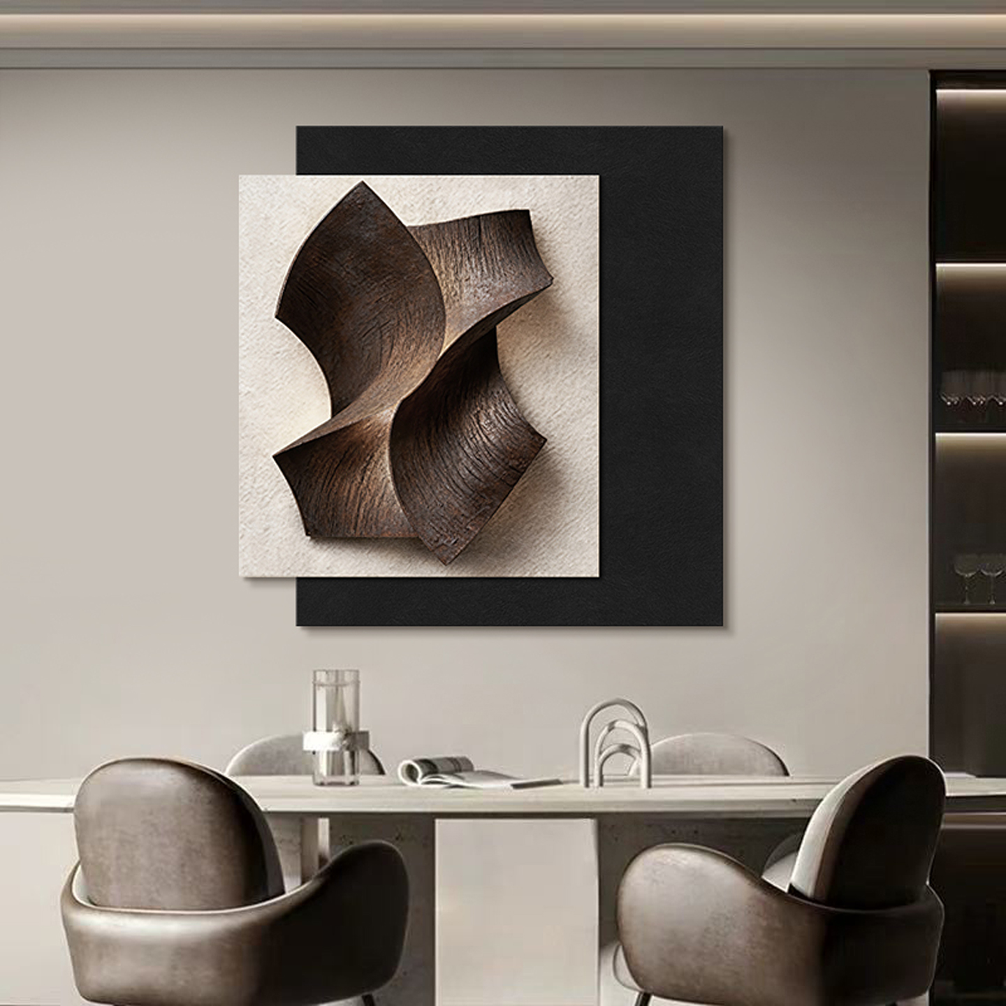 现代简约餐厅装饰画高级感餐桌背景墙挂画抽象艺术2025年新款壁画