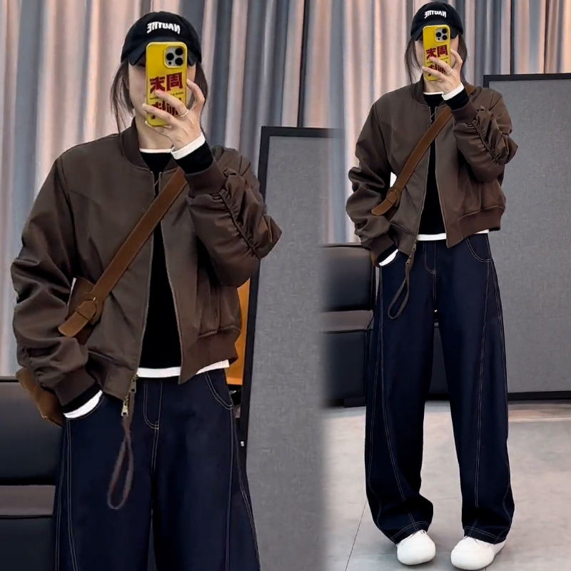 休闲百搭棒球服短外套女2025年秋季新款洋气宽松显瘦减龄夹克上衣