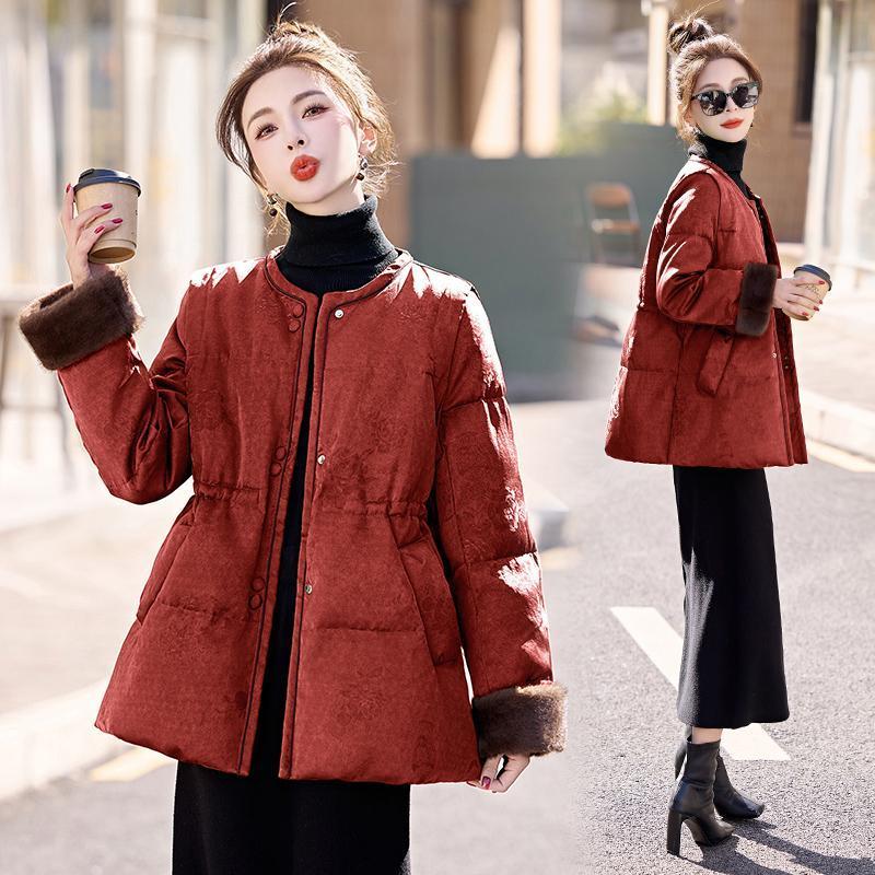 轻奢【中长款国风羽绒服】新中式新款冬季收腰显瘦时尚洋气保暖外