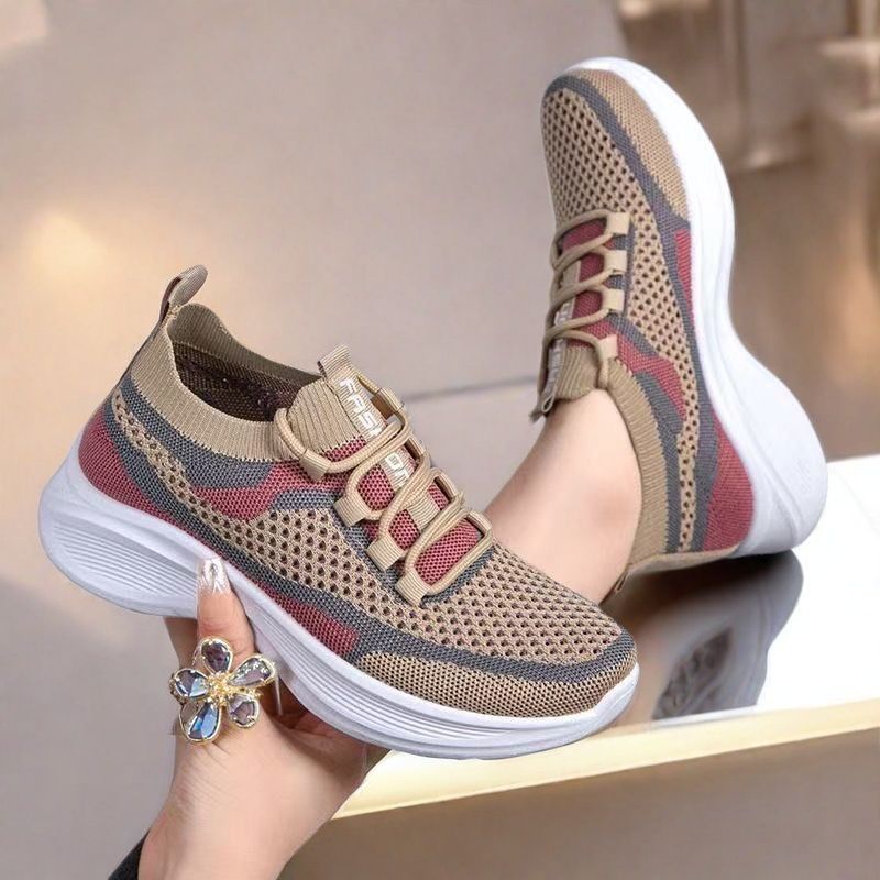 2025春夏新款女款轻便跑步鞋套筒网面单鞋夏季休闲轻便透气运动鞋